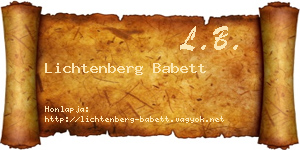 Lichtenberg Babett névjegykártya